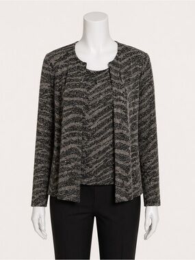 NWT Xscape Ltd Womens 2 Pc Set Jacket Top Animal Print Sparkle Formal Evening XL